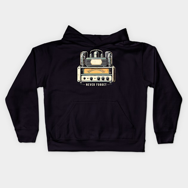 Vintage Retro Tube Amplifier 'Never Forget' T-Shirt - Music Lover Tee Kids Hoodie by Klimek Prints